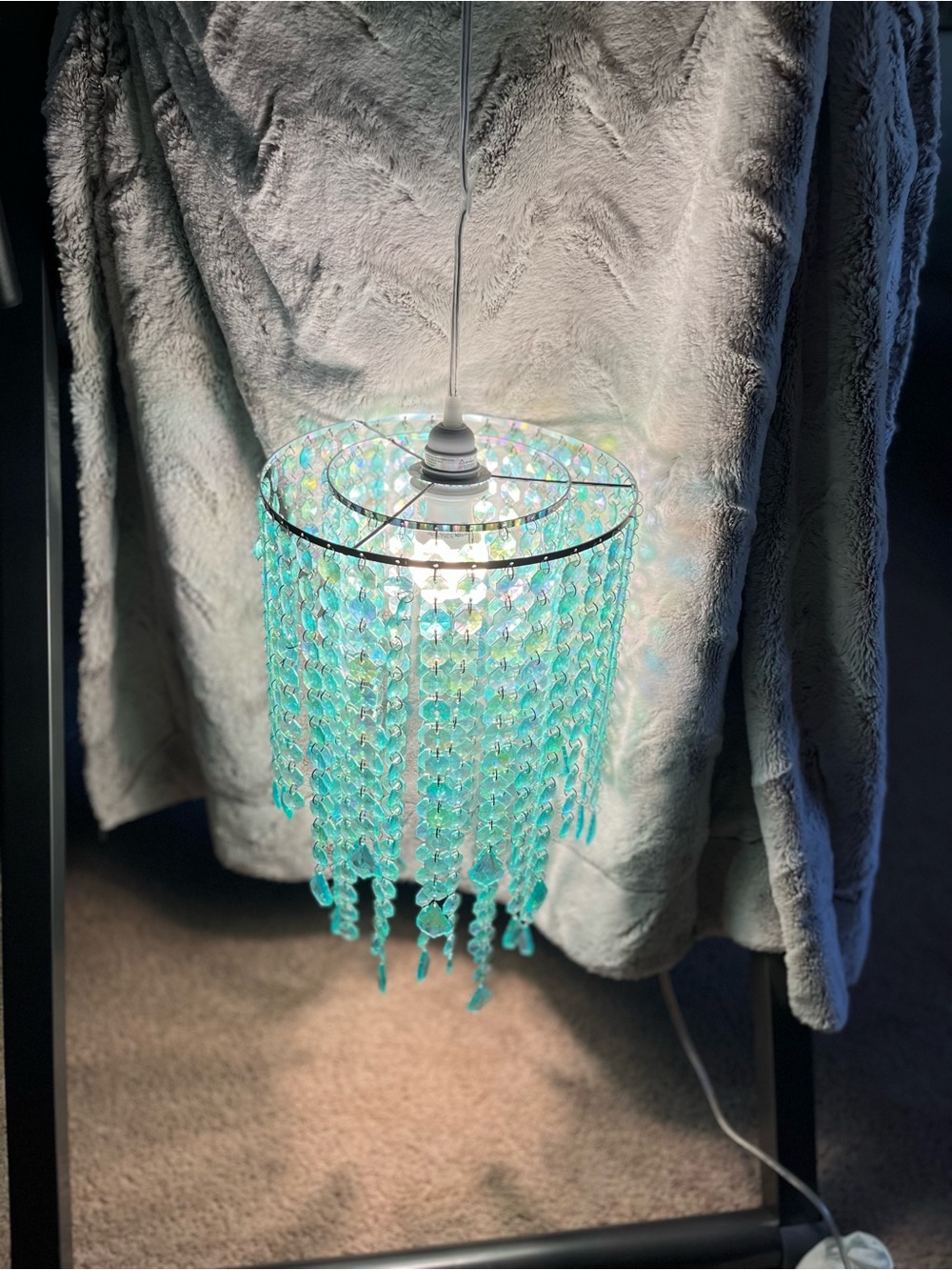 Source Unknown Turquoise 2 Tier Beaded Crystal Chandelier Hanging Light - Picture 4 of 11